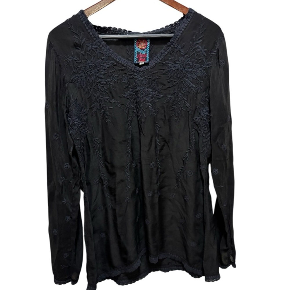 Johnny Was Embroidered Top in Black